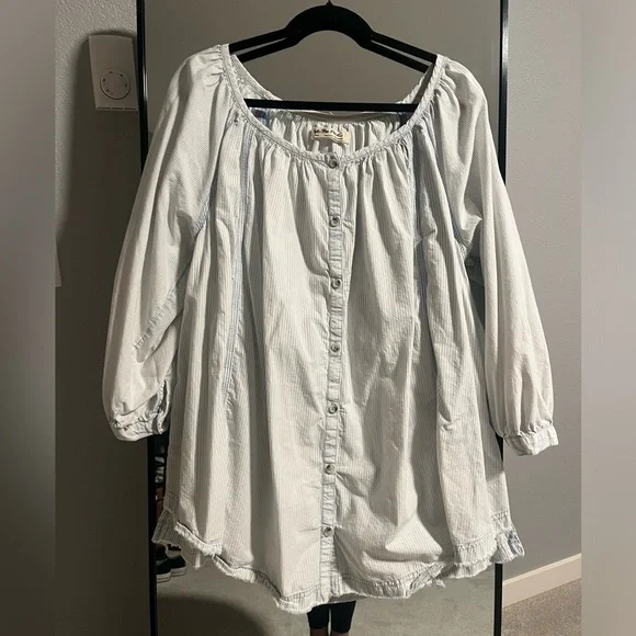 Free People Dress - Size Small. blue and white striped linen